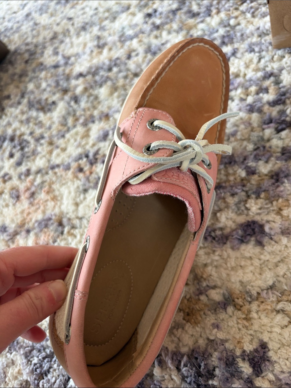 Sperry Koifish Pink Tan Leather Mesh Boat Shoes Women’s 7.5 NWT - Picture 6 of 12